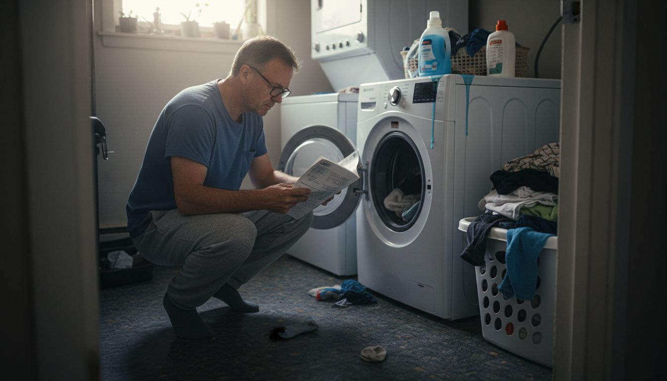 Homeowner troubleshooting washing machine issues