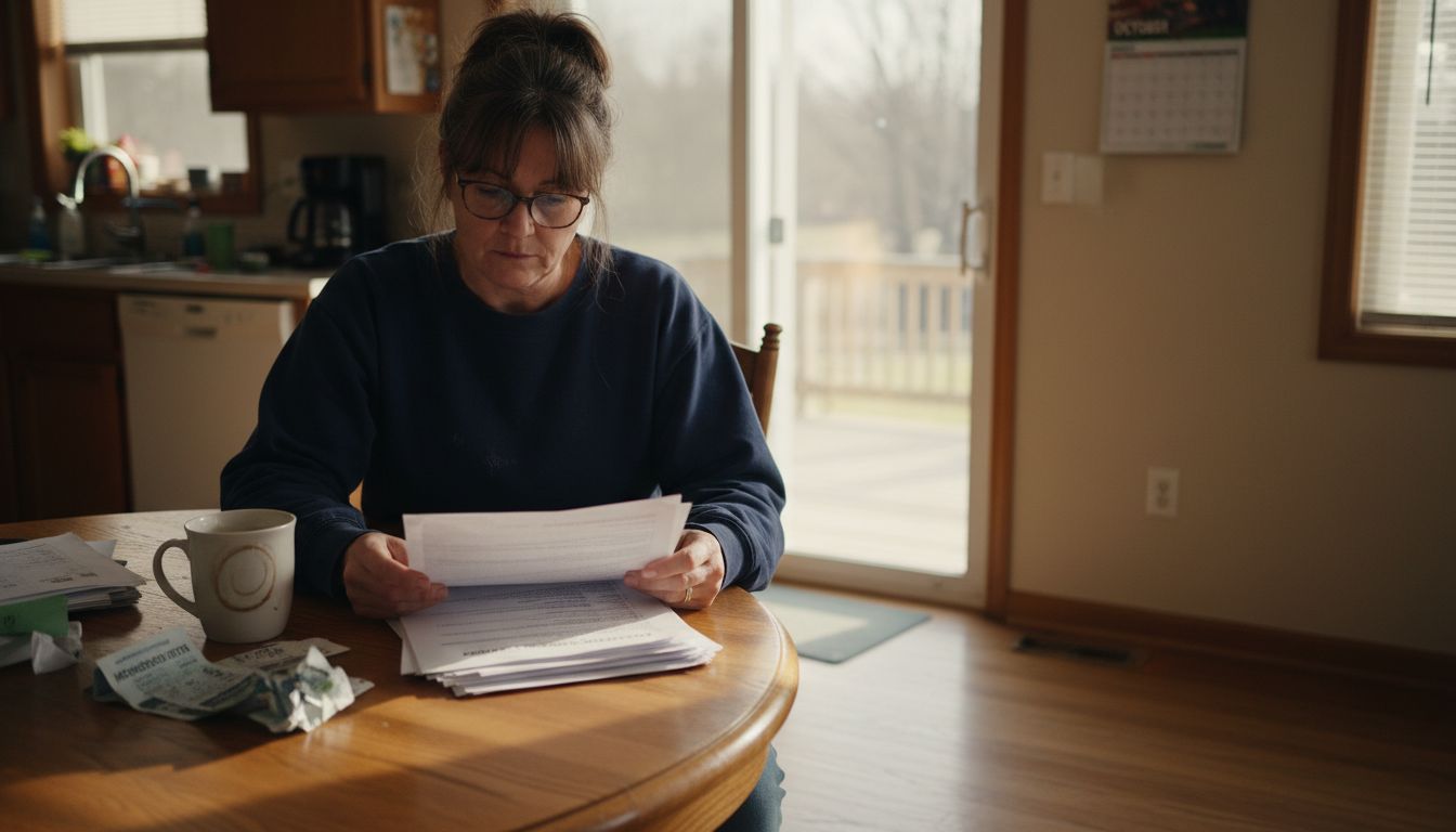 Homeowner reviewing appliance service paperwork