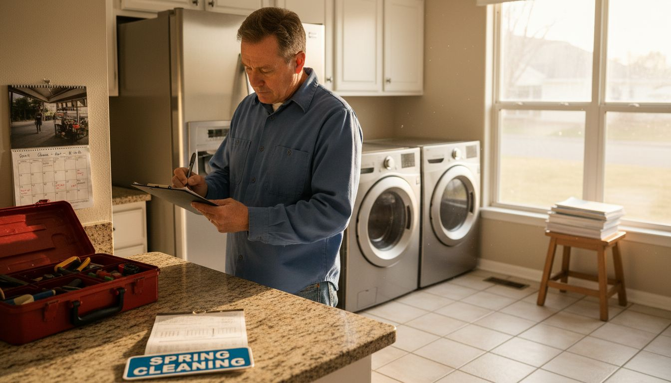 Homeowner creating appliance maintenance checklist