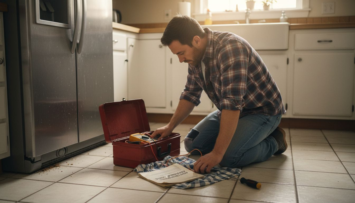 Person preparing tools for appliance repair