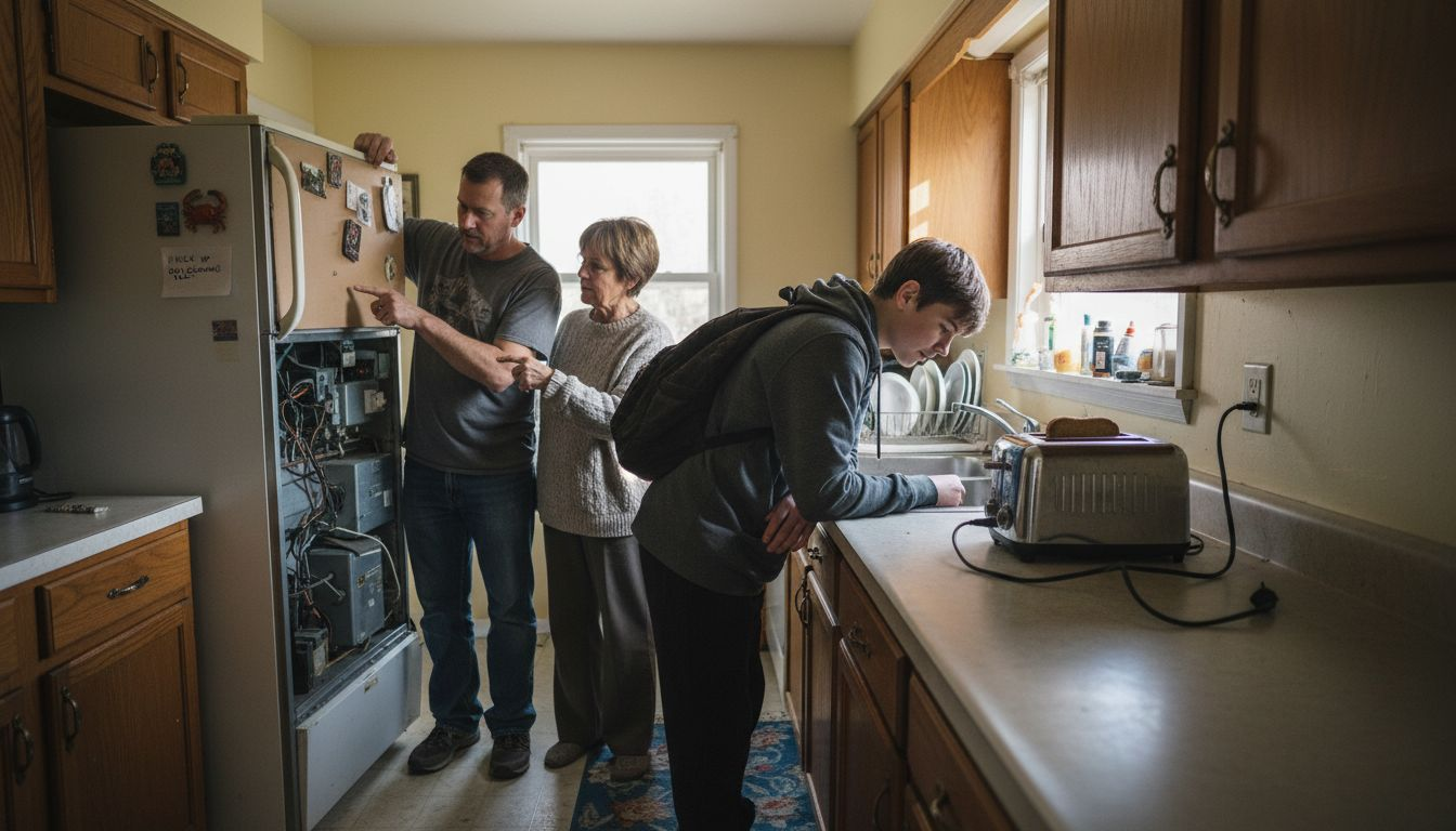 Family inspecting appliances in Marlboro NJ kitchen