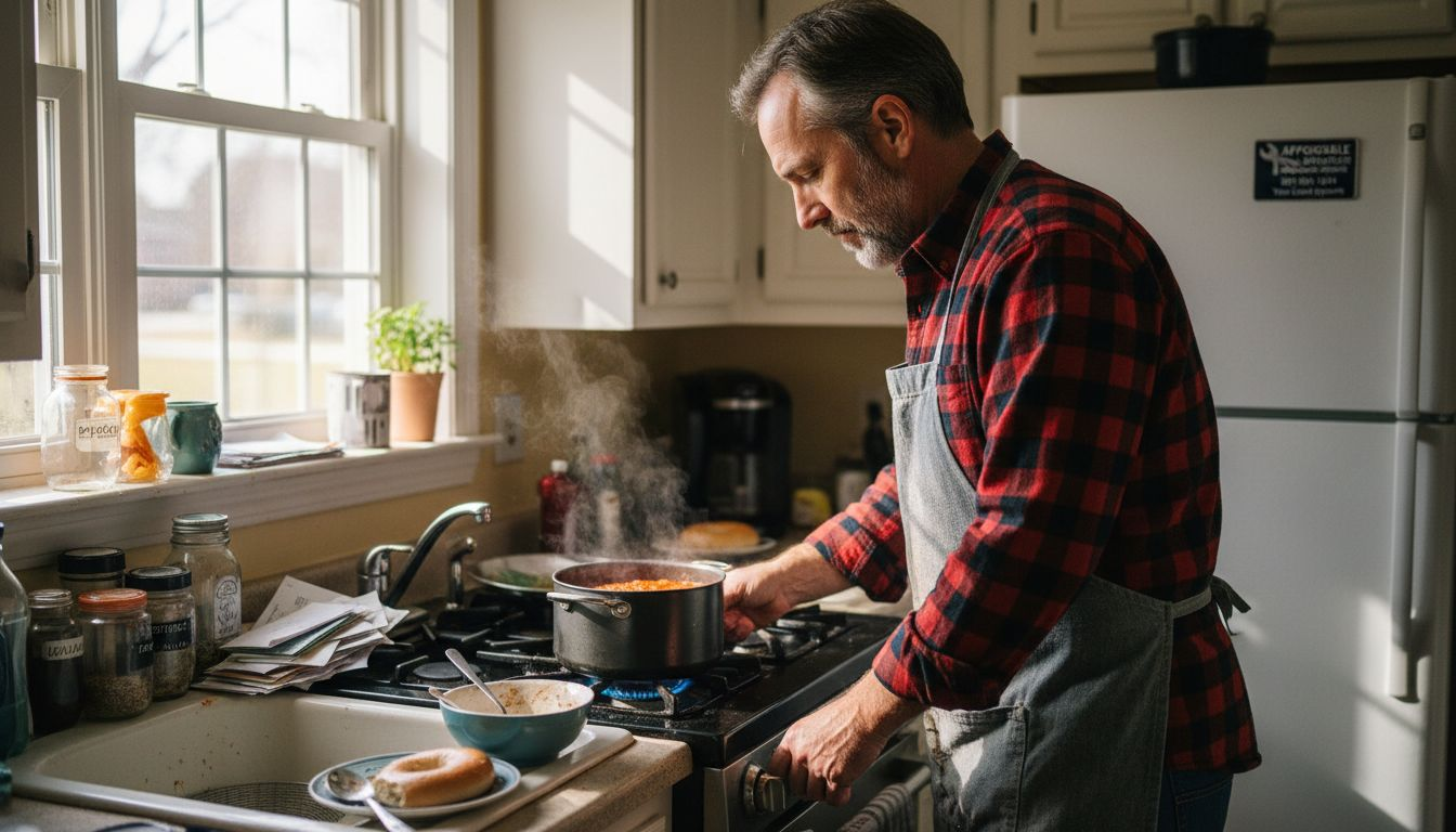 Man checking ignition on NJ kitchen stove