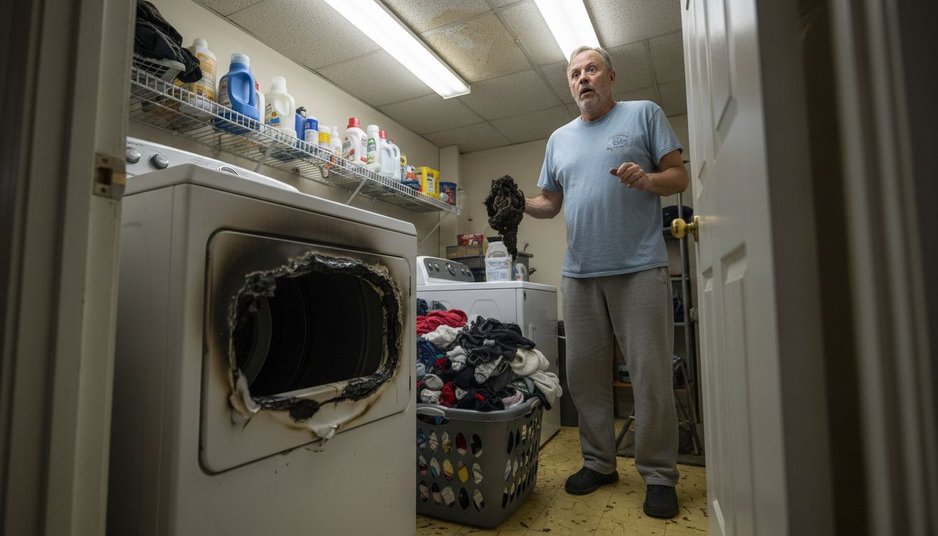 Homeowner with scorched dryer and burnt lint